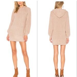 Tularosa Oatmeal Knit Hooded Long Sleeve Sweater Dress Size Small